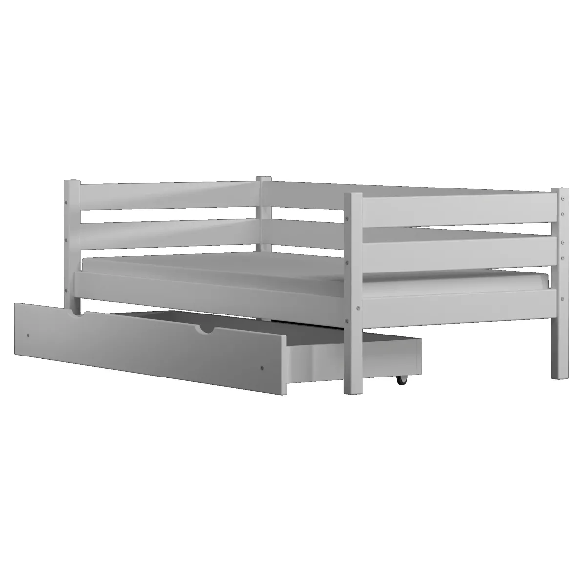 Łóżko drewniane pojedyncze KARO Z biały MEBLE WRÓBEL