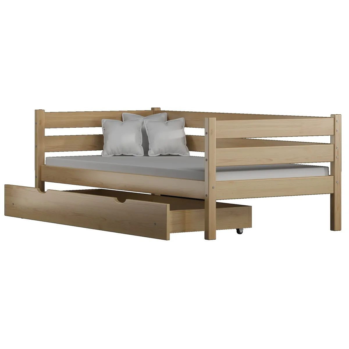 Łóżko drewniane pojedyncze KARO Z sosna MEBLE WRÓBEL