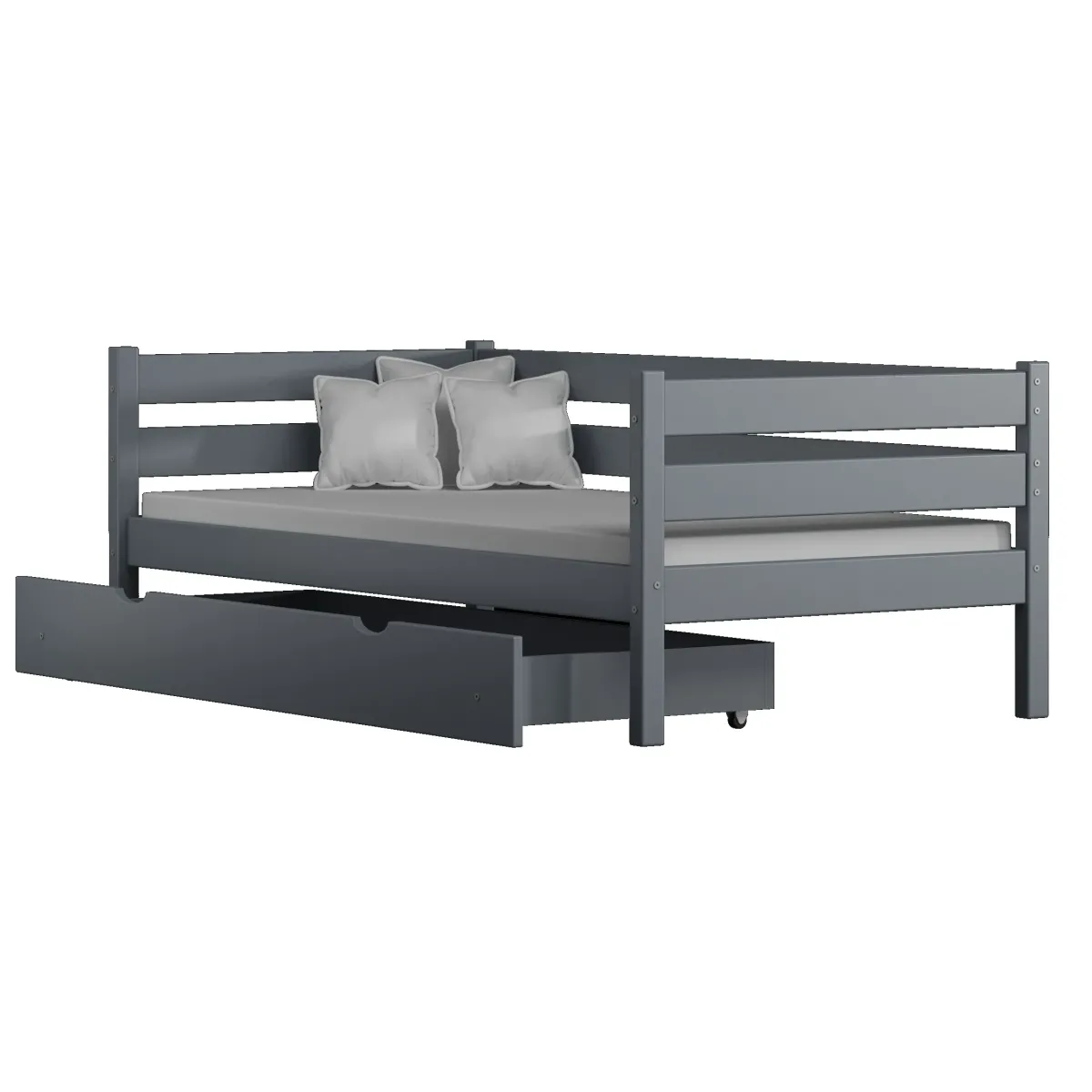 Łóżko drewniane pojedyncze KARO Z szary MEBLE WRÓBEL