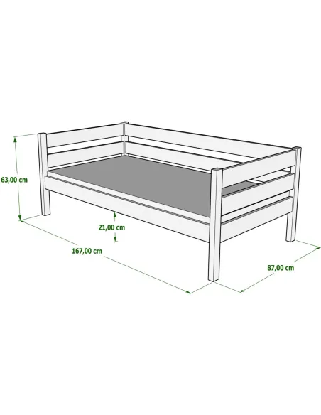 Łóżko drewniane pojedyncze KARO Z wymiary MEBLE WRÓBEL