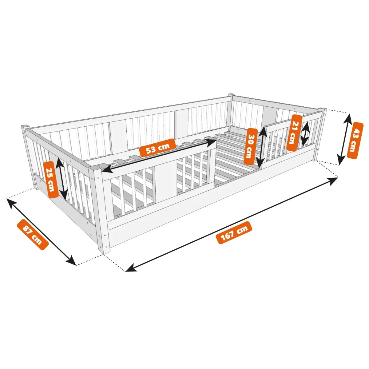 Łóżko drewniane pojedyncze LUNA wymiary 0 MEBLE WRÓBEL