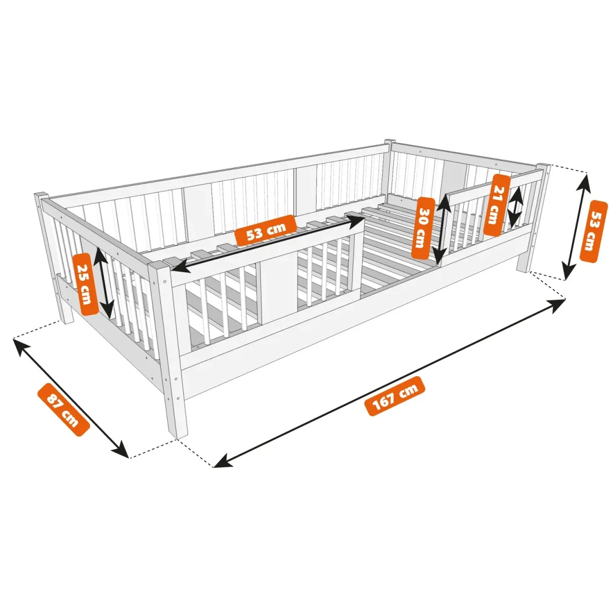 Łóżko drewniane pojedyncze LUNA wymiary 10 MEBLE WRÓBEL