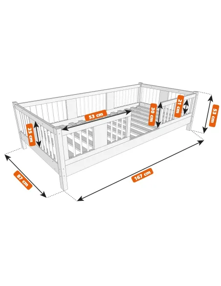 Łóżko drewniane pojedyncze LUNA wymiary 10 MEBLE WRÓBEL