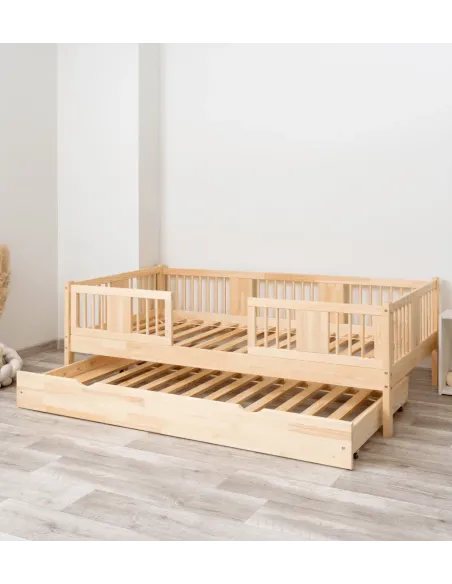 Łóżko drewniane pojedyncze LUNA 20 z szufladą z funkcją spania MEBLE WRÓBEL