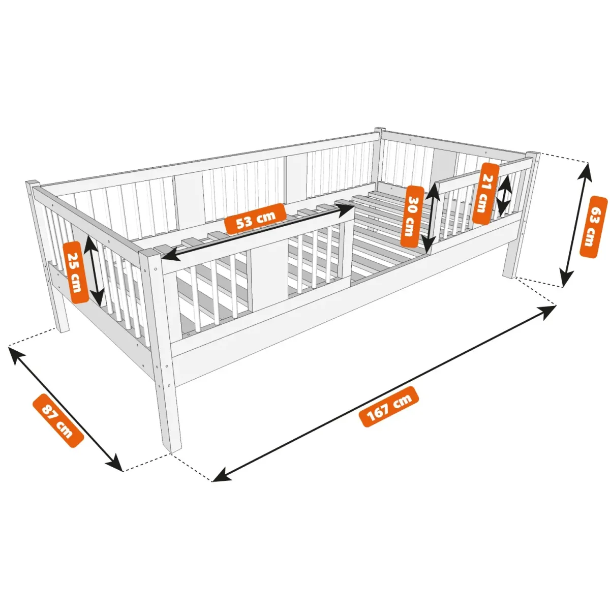 Łóżko drewniane pojedyncze LUNA wymiary 20 MEBLE WRÓBEL