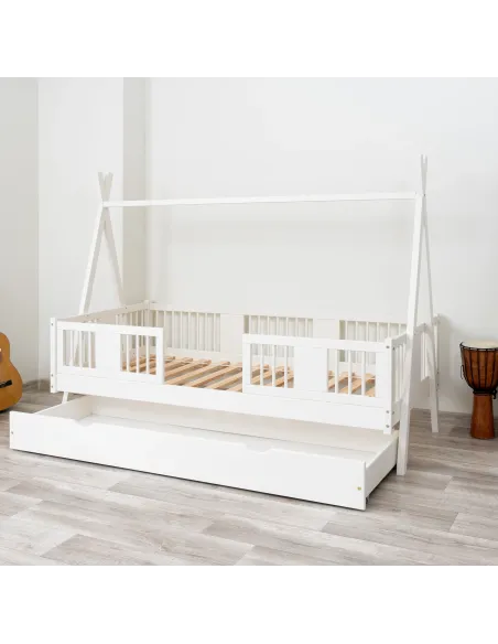 Łóżko drewniane pojedyncze LUNA TIPI biały MEBLE WRÓBEL