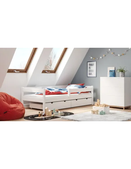 Łóżko drewniane pojedyncze PAWCIO biały MEBLE WRÓBE