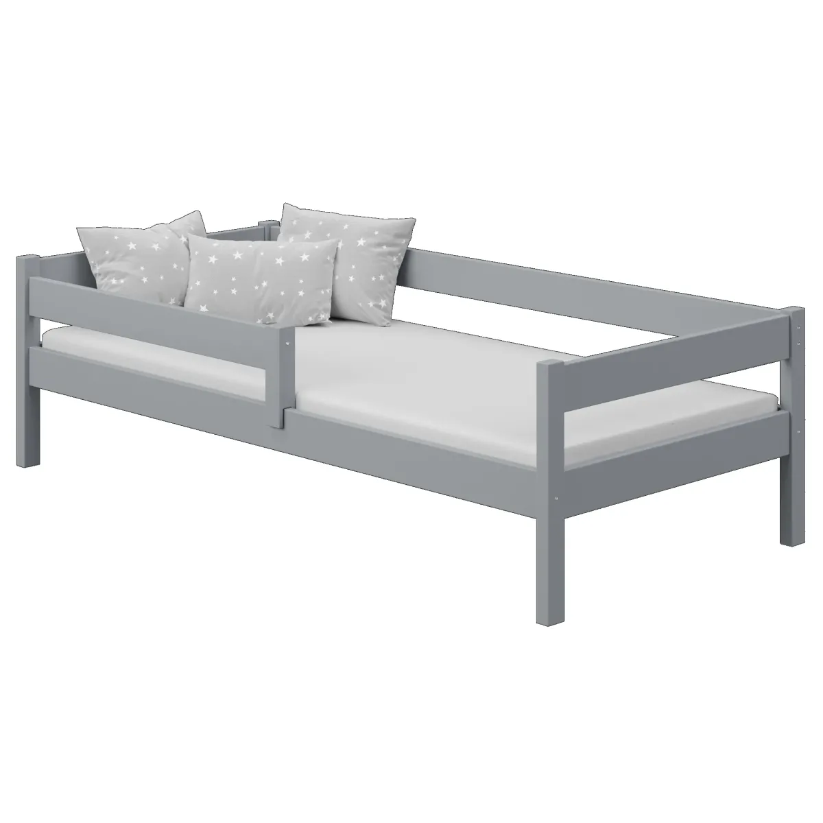 Łóżko drewniane pojedyncze PAWCIO szary MEBLE WRÓBE