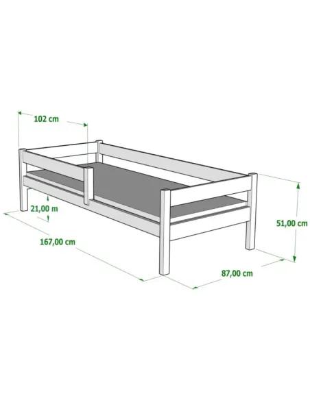 Łóżko drewniane pojedyncze PAWCIO wymiary MEBLE WRÓBE