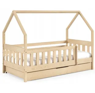 Łóżko drewniane pojedyncze LUNA DOMEK LONG sosna MEBLE WRÓBEL