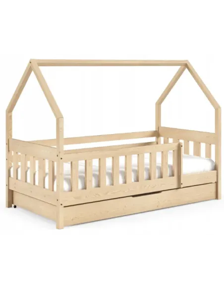 Łóżko drewniane pojedyncze LUNA DOMEK LONG sosna MEBLE WRÓBEL