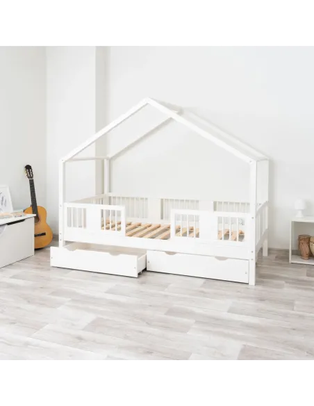 Łóżko pojedyncze drewniane LUNA DOMEK SHORT MEBLE WRÓBEL