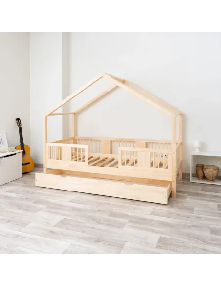 Łóżko pojedyncze drewniane LUNA DOMEK SHORT MEBLE WRÓBEL