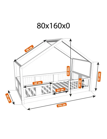 Łóżko pojedyncze drewniane LUNA DOMEK SHORT MEBLE WRÓBEL