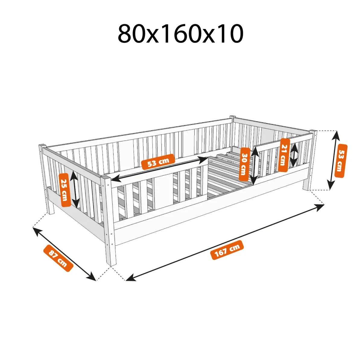 Łóżko drewniane pojedyncze NIKO wymiary 10 MEBLE WRÓBEL