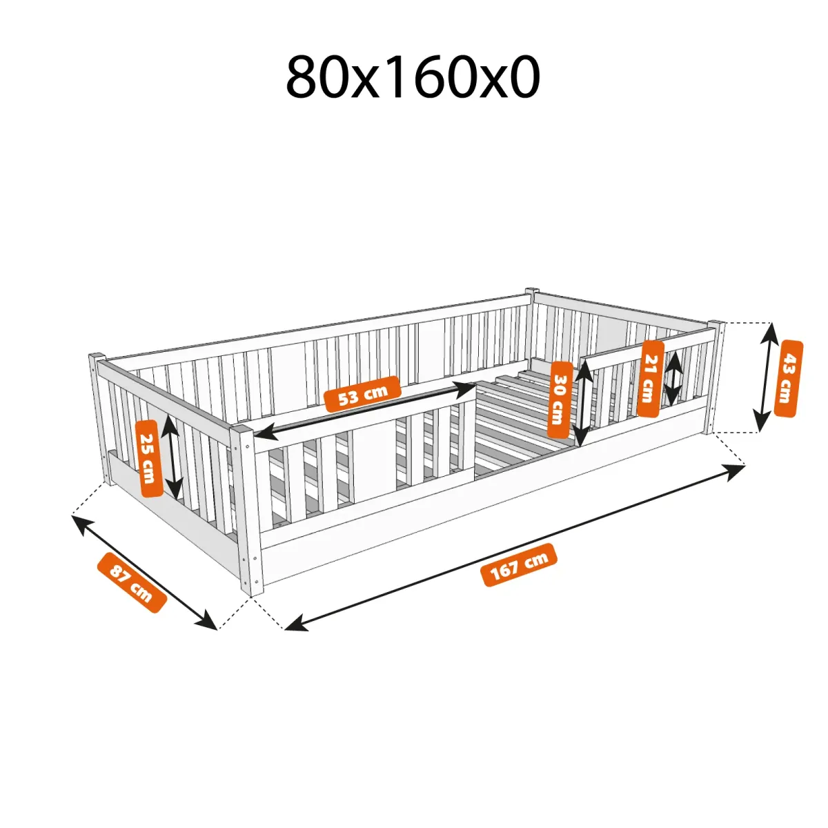 Łóżko drewniane pojedyncze NIKO wymiary 0 MEBLE WRÓBEL