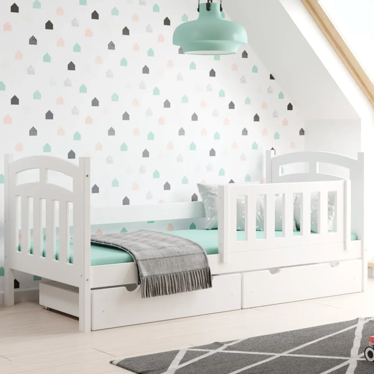 Łóżko drewniane pojedyncze ZUZIA biały MEBLE WRÓBEL