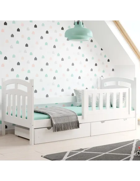 Łóżko drewniane pojedyncze ZUZIA biały MEBLE WRÓBEL