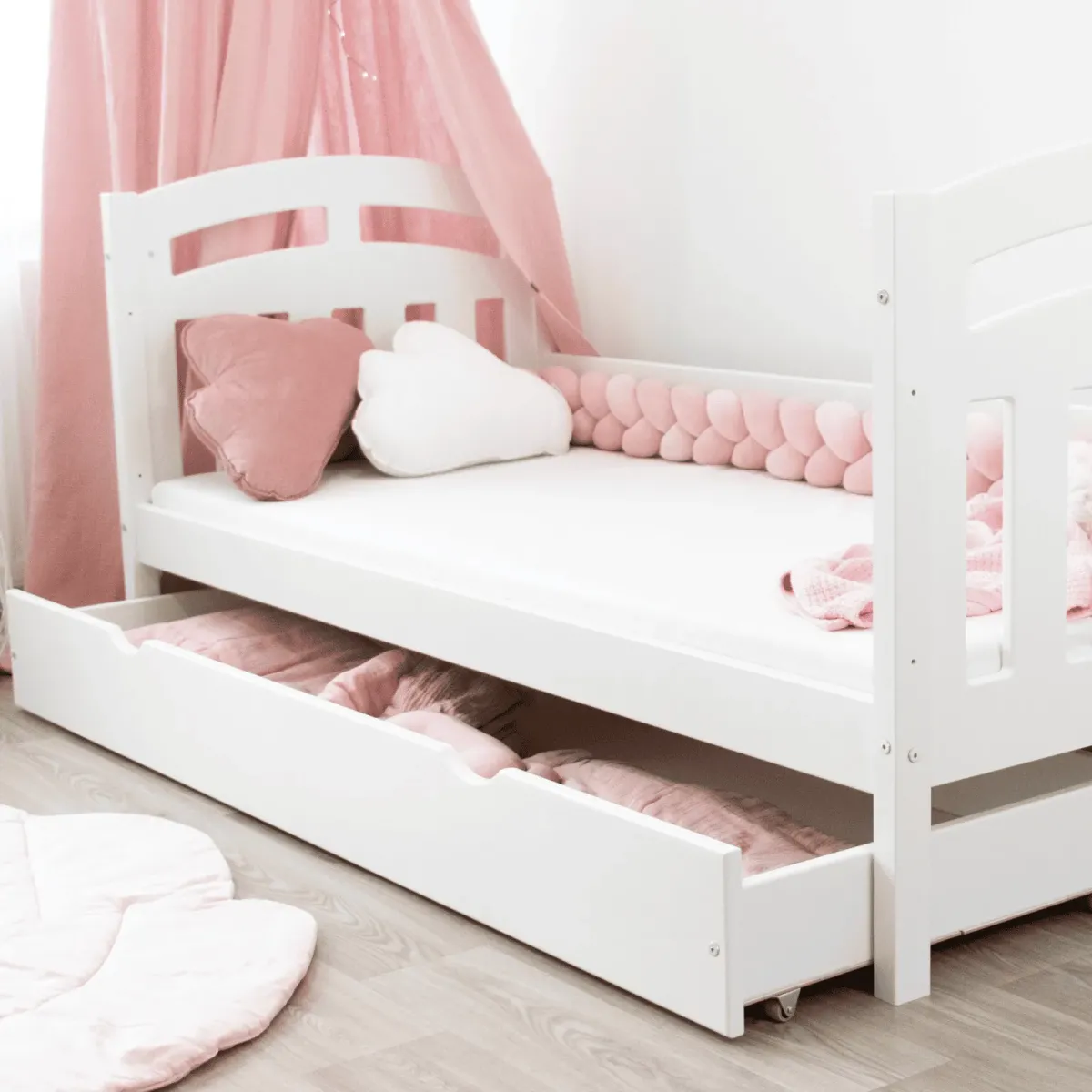 Łóżko drewniane pojedyncze ZUZIA biały MEBLE WRÓBEL