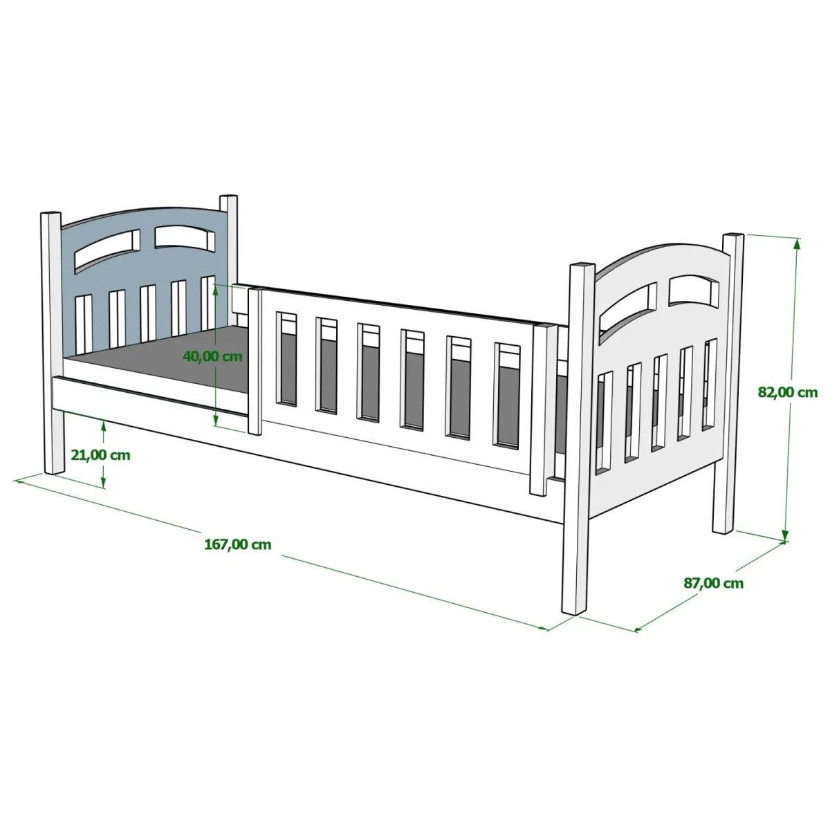Łóżko drewniane pojedyncze ZUZIA wymiary MEBLE WRÓBEL