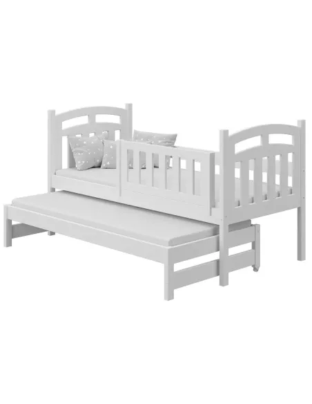 Łóżko drewniane pojedyncze ZUZIA DUO biały MEBLE WRÓBEL