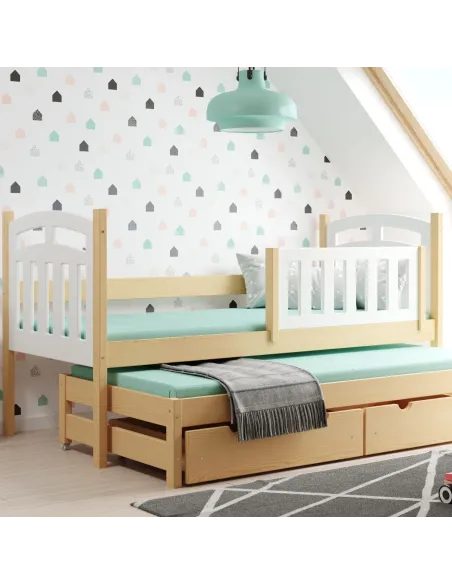 Łóżko drewniane pojedyncze ZUZIA DUO sosna MEBLE WRÓBEL