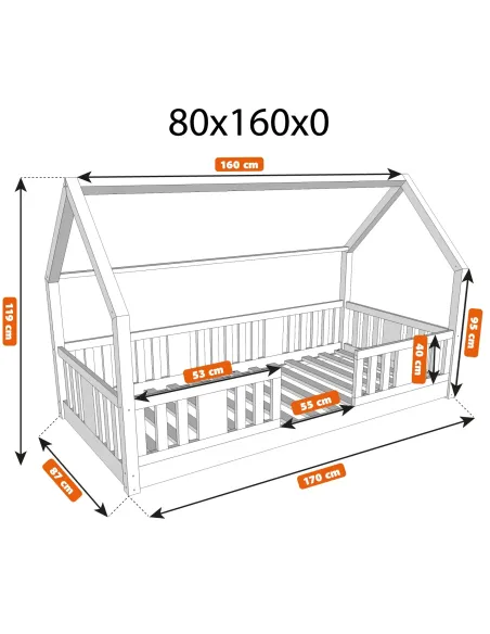 Łóżko drewniane pojedyncze NIKO DOMEK LONG wymiary 0 MEBLE WRÓBEL