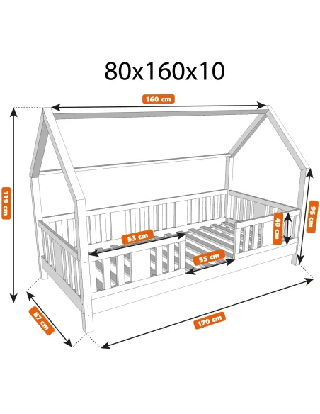Łóżko drewniane pojedyncze NIKO DOMEK LONG wymiary 10 MEBLE WRÓBEL