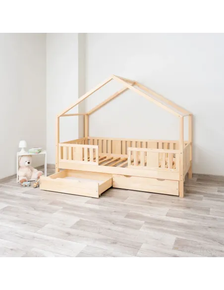 Łóżko drewniane pojedyncze NIKO DOMEK SHORT sosna 20 szuflada MEBLE WRÓBEL