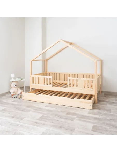 Łóżko drewniane pojedyncze NIKO DOMEK SHORT sosna 20 szuflada MEBLE WRÓBEL