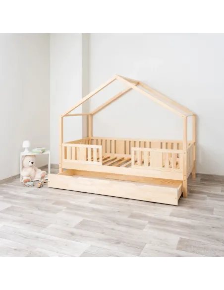 Łóżko drewniane pojedyncze NIKO DOMEK SHORT sosna 20 szuflada MEBLE WRÓBEL