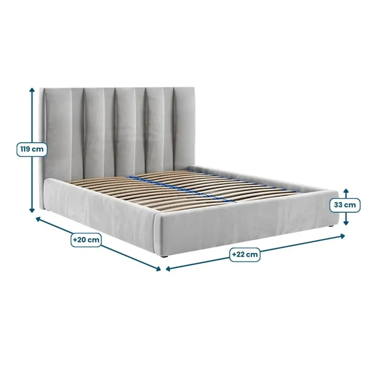 Łóżko tapicerowane VASTO LAVERTO PODNOSZONE wymiary