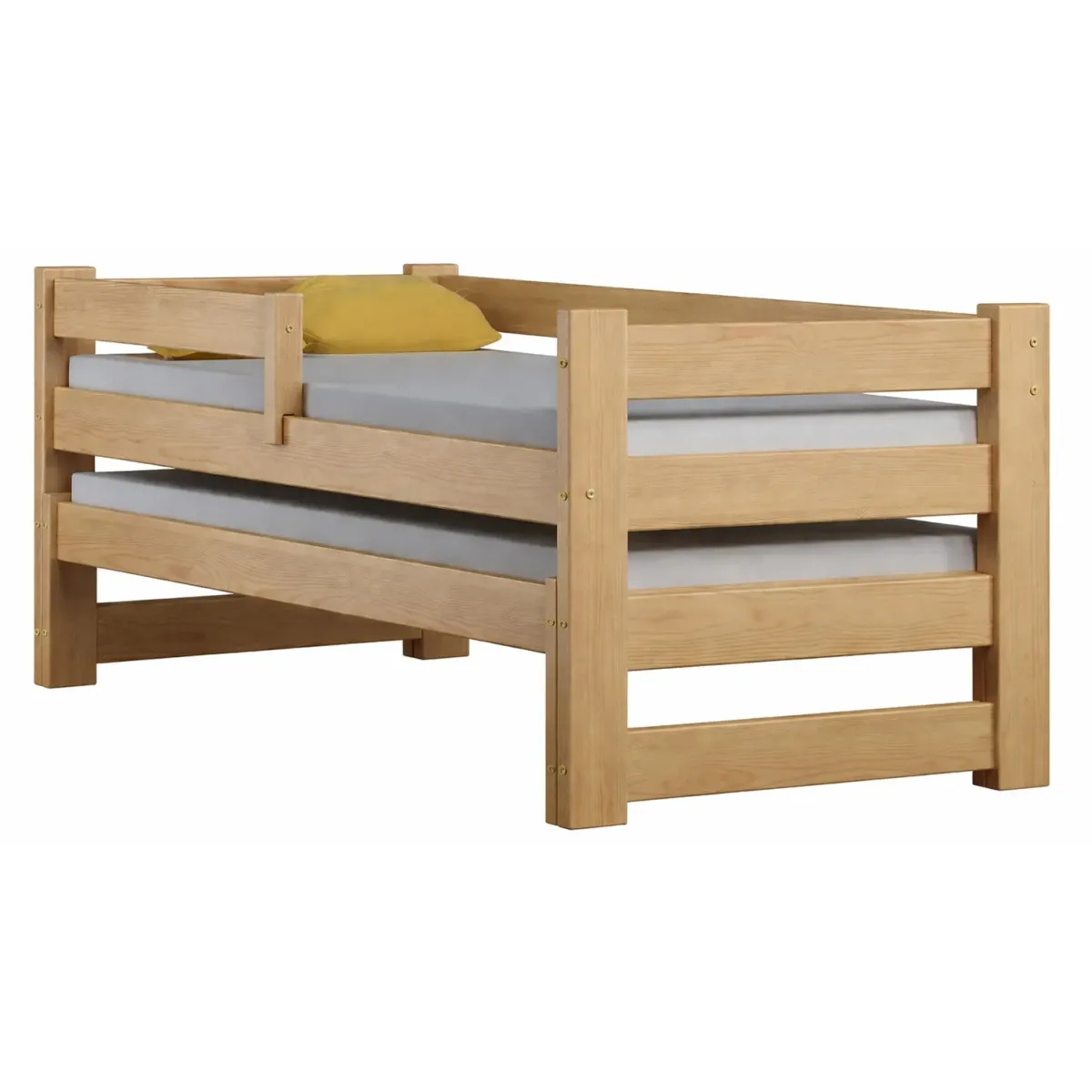 Łóżko drewniane podwójne PAWEŁEK DUO sosna MEBLE WRÓBEL