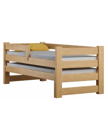 Łóżko drewniane podwójne PAWEŁEK DUO sosna MEBLE WRÓBEL