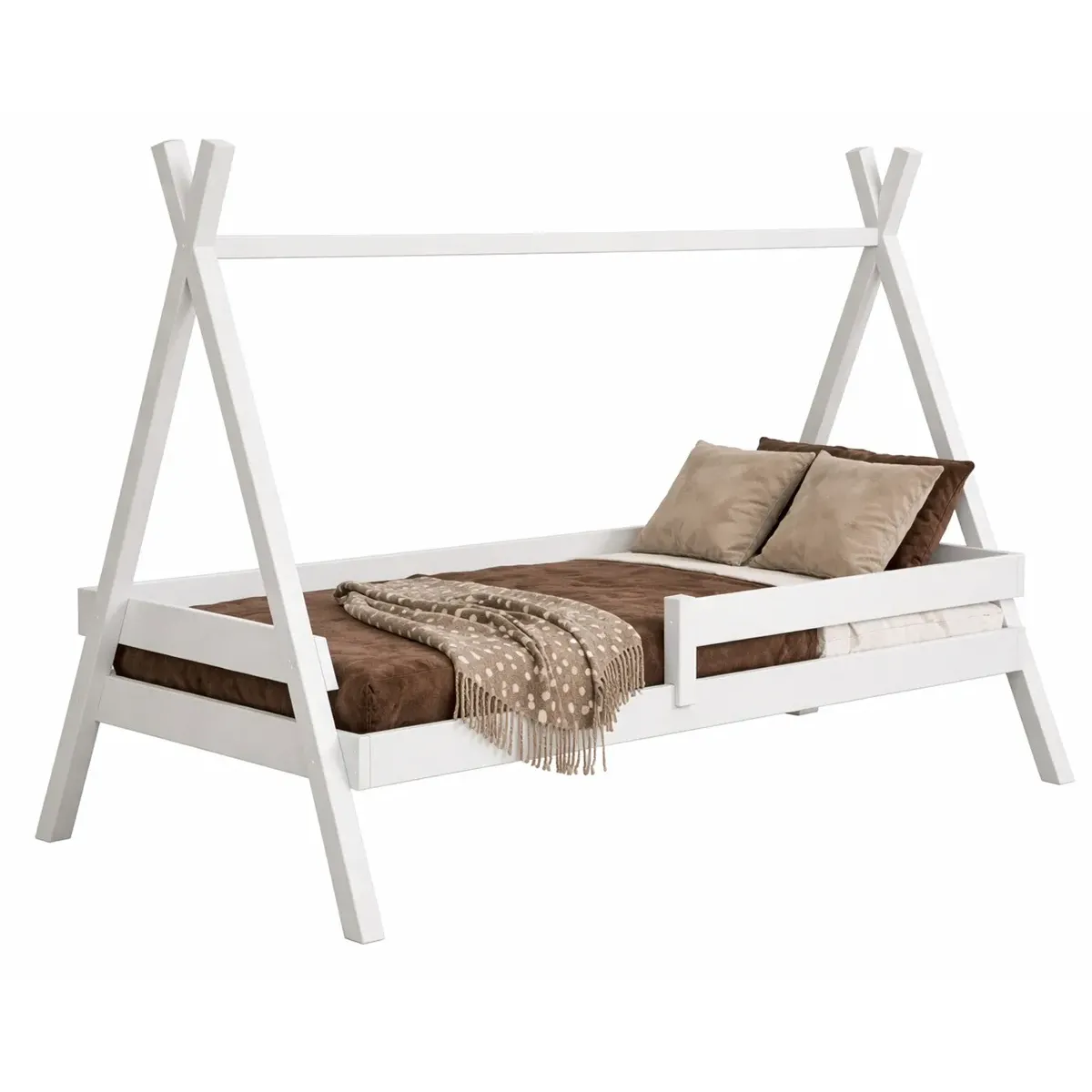 Łóżko drewniane pojedyncze TIPI PLUS biały MEBLE WRÓBEL