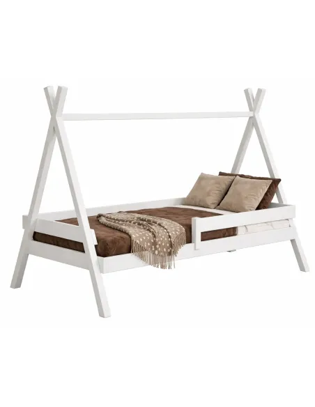 Łóżko drewniane pojedyncze TIPI PLUS biały MEBLE WRÓBEL