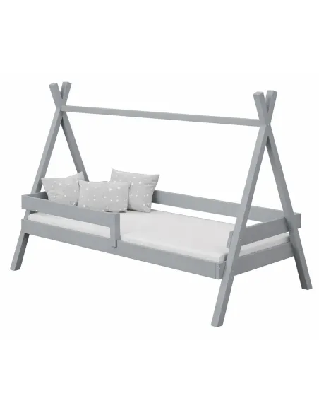 Łóżko drewniane pojedyncze TIPI PLUS szary MEBLE WRÓBEL