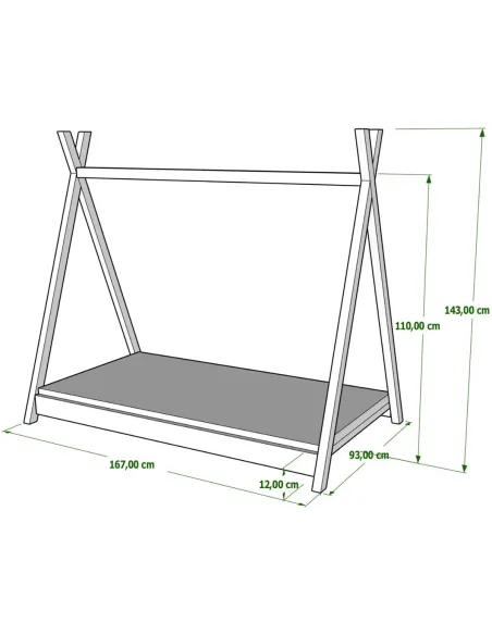 Łóżko pojedyncze drewniane TIPI wymiary MEBLE WRÓBEL