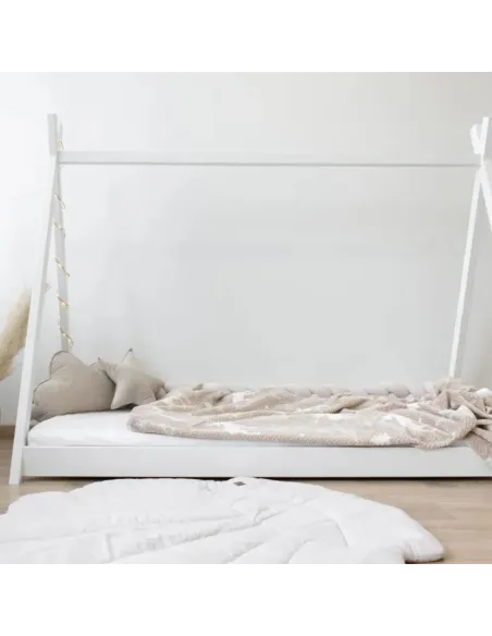 Łóżko pojedyncze drewniane TIPI biały MEBLE WRÓBEL