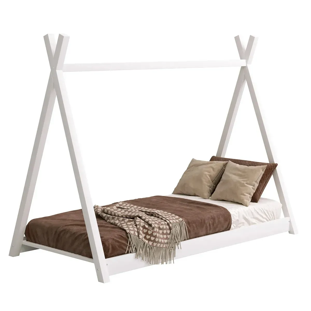 Łóżko pojedyncze drewniane TIPI biały MEBLE WRÓBEL