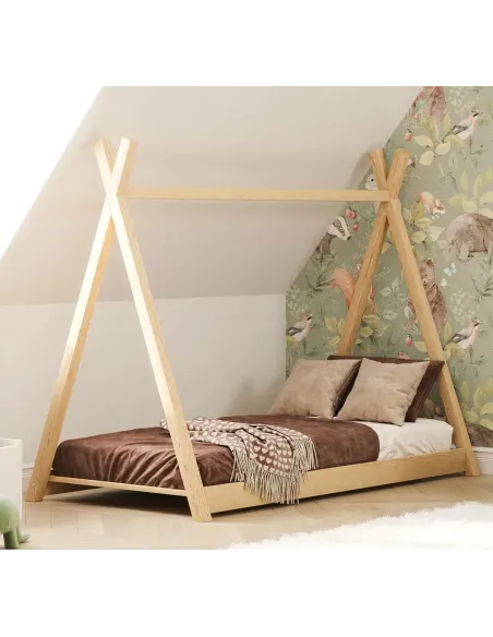 Łóżko pojedyncze drewniane TIPI sosna MEBLE WRÓBEL