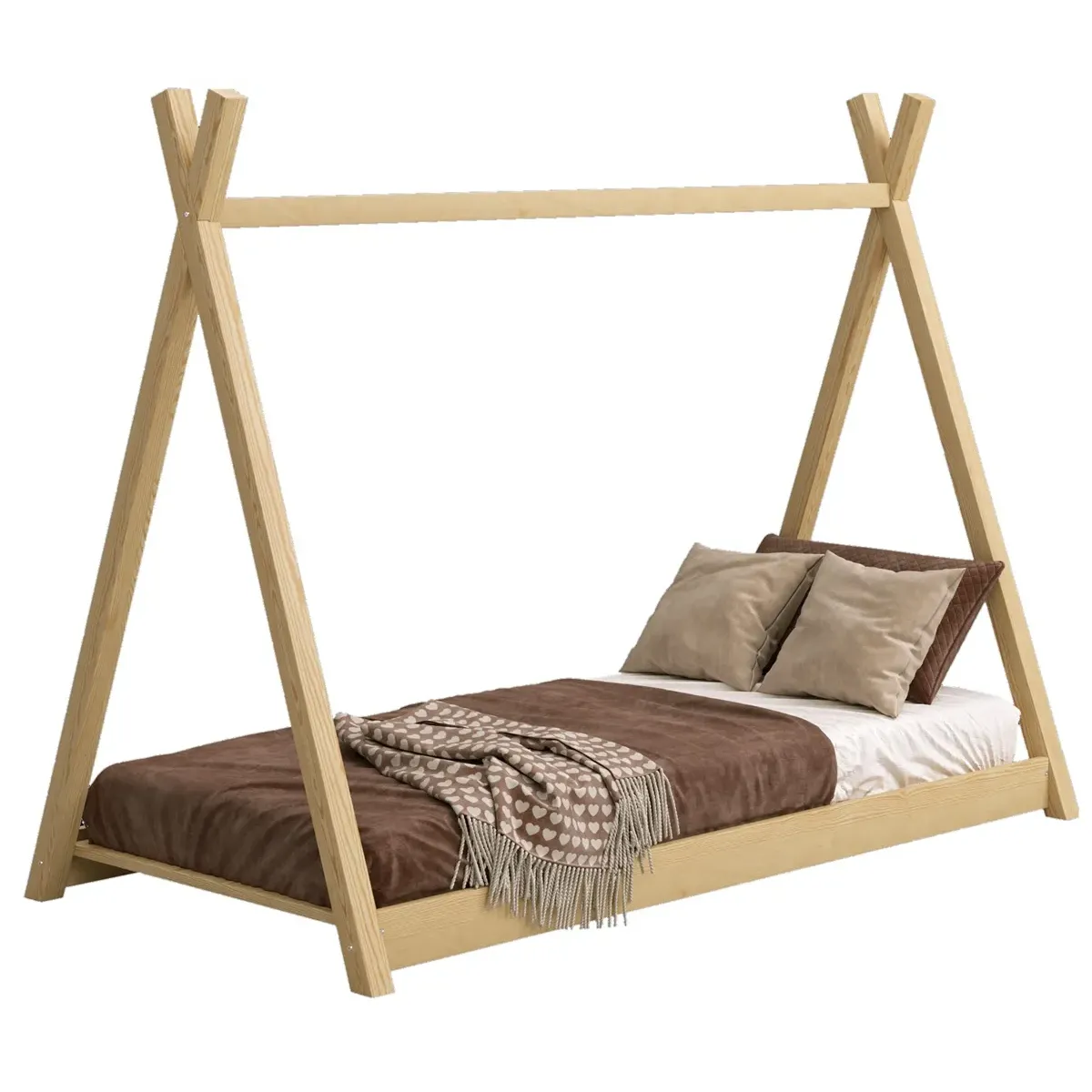 Łóżko pojedyncze drewniane TIPI sosna MEBLE WRÓBEL