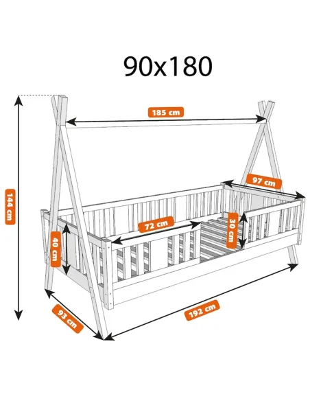 Łóżko pojedyncze drewniane NIKO TIPI wymiary MEBLE WRÓBEL