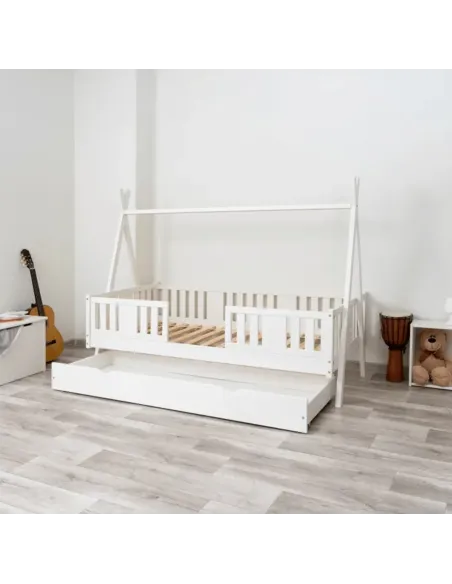 Łóżko pojedyncze drewniane NIKO TIPI biały MEBLE WRÓBEL