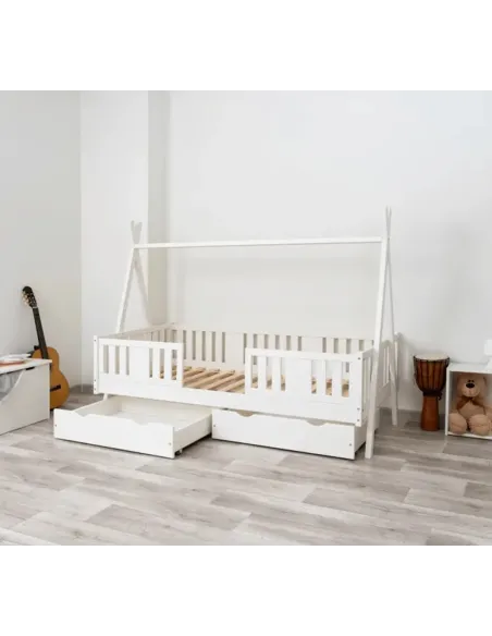 Łóżko pojedyncze drewniane NIKO TIPI biały MEBLE WRÓBEL