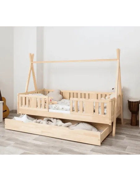 Łóżko pojedyncze drewniane NIKO TIPI biały MEBLE WRÓBEL