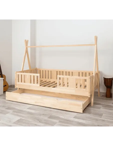 Łóżko pojedyncze drewniane NIKO TIPI sosna MEBLE WRÓBEL