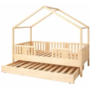 Łóżko pojedyncze drewniane NIKO DOMEK SHORT sosna MEBLE WRÓBEL 2