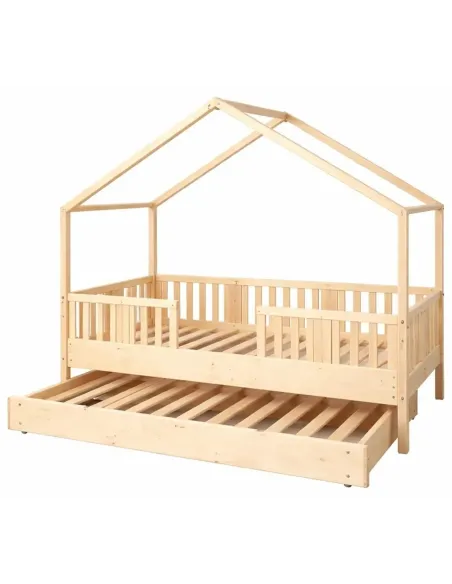 Łóżko pojedyncze drewniane NIKO DOMEK SHORT sosna MEBLE WRÓBEL