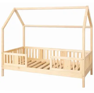 Łóżko pojedyncze drewniane NIKO DOMEK LONG sosna MEBLE WRÓBEL